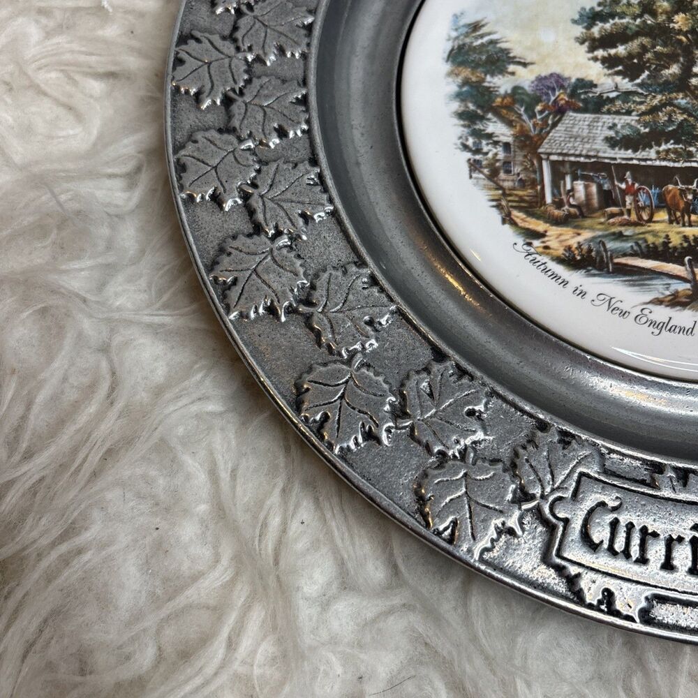Currier & Ives Pewter Plate "Autumn In New England" - Picture 12 of 16